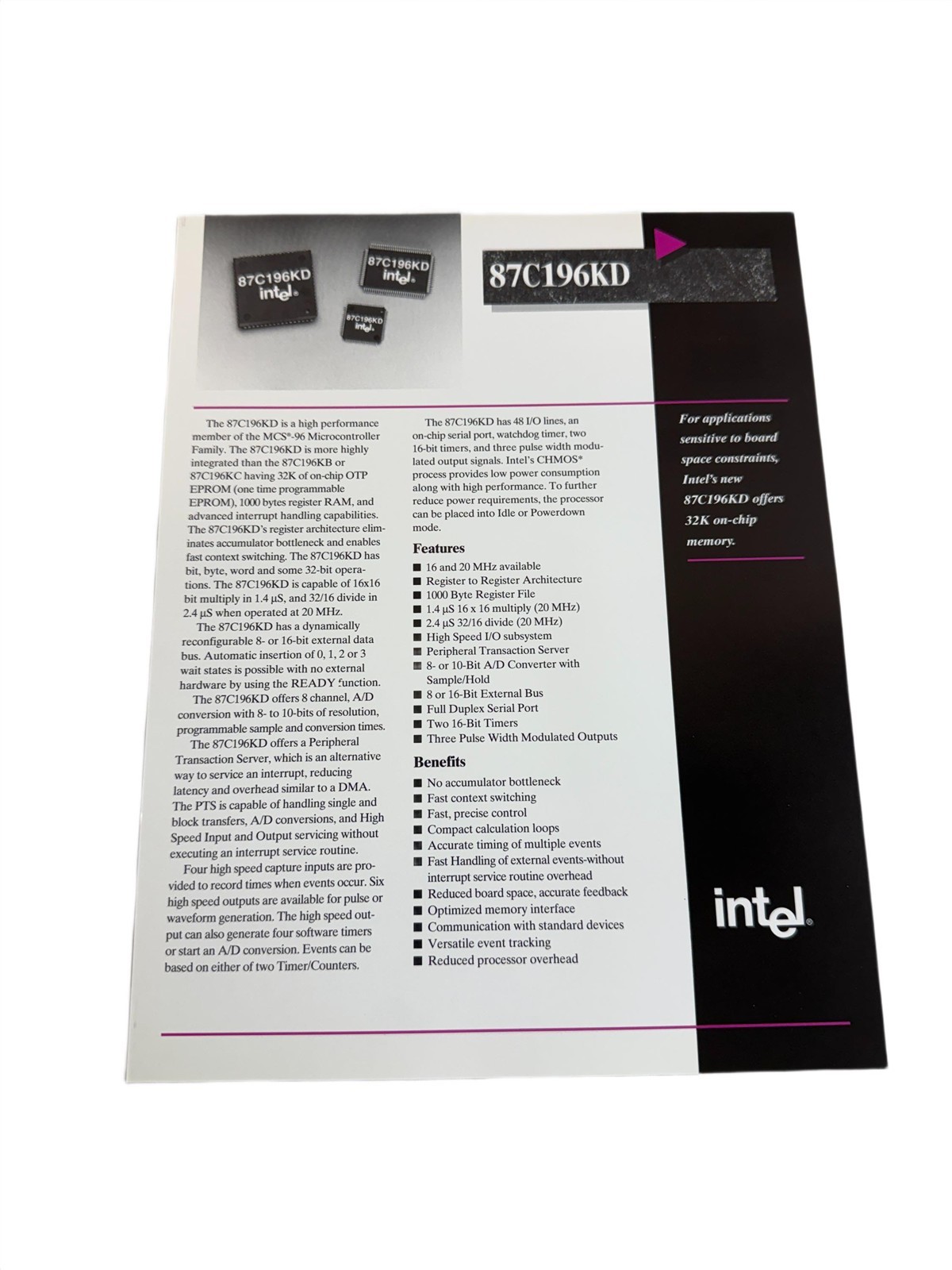 Intel 1994 MCS-96 / 186 / MCS-51 AP Builder Software Literature Borchure