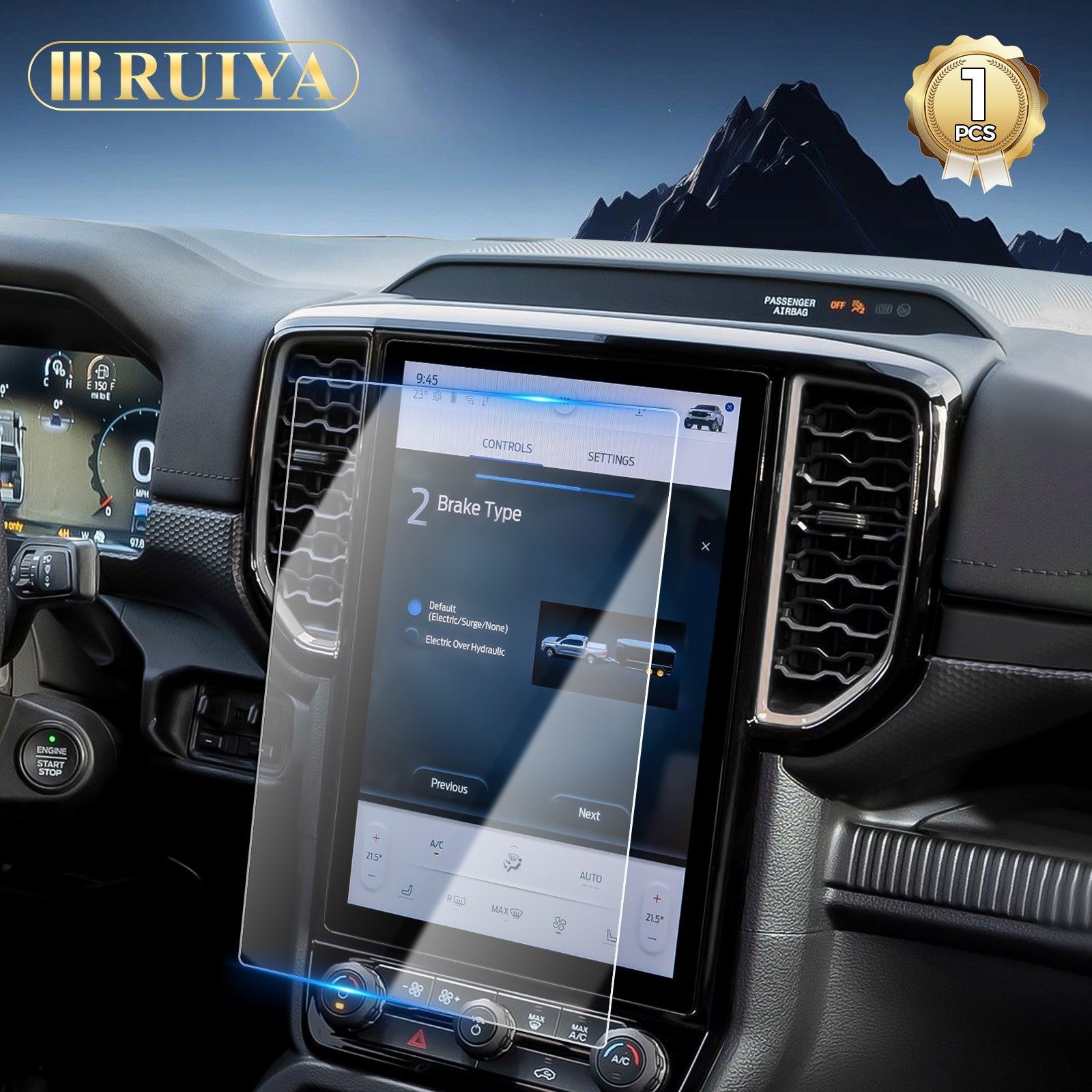 RUIYA Car Touchscreen Protector Tempered Glass 12-inch For 2024-2026 Ford Ranger