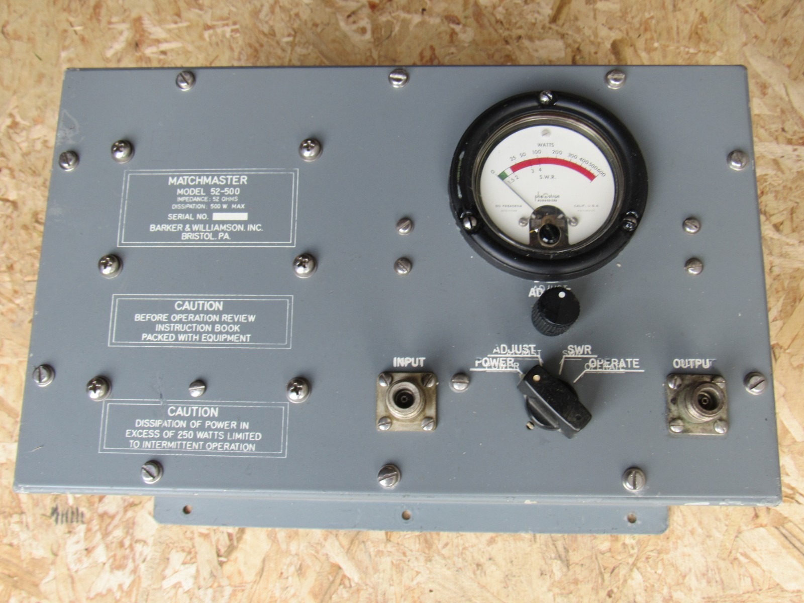 Barker & Williamson MatchMaster 52-500 Dummy Load