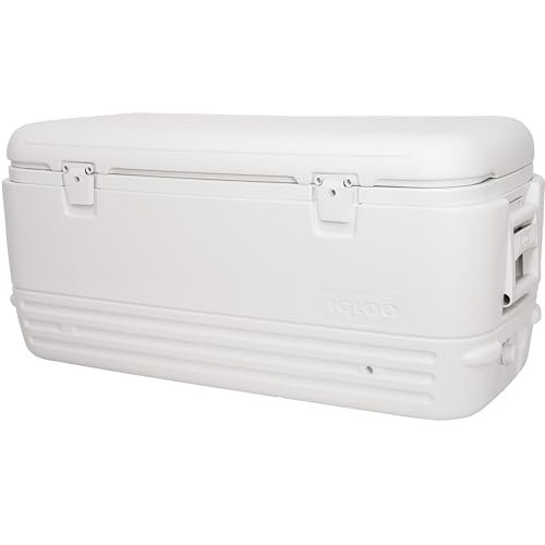 Igloo Polar 120 Qt Hard Cooler, Insulated Ice Chest, Large Capacity, White