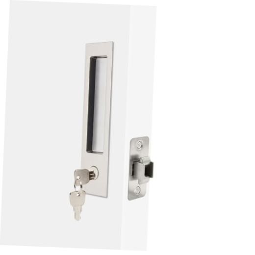 Pocket Door Hardware with Key 1 Pack Brushed Nickel Keyed Entry Lock