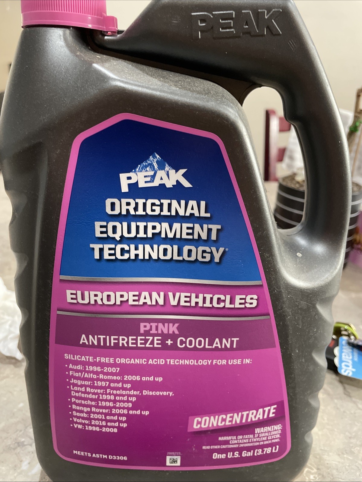 2 Peak Antifreeze +Coolant 1 Gallon Pink Concentrate European Vehicles