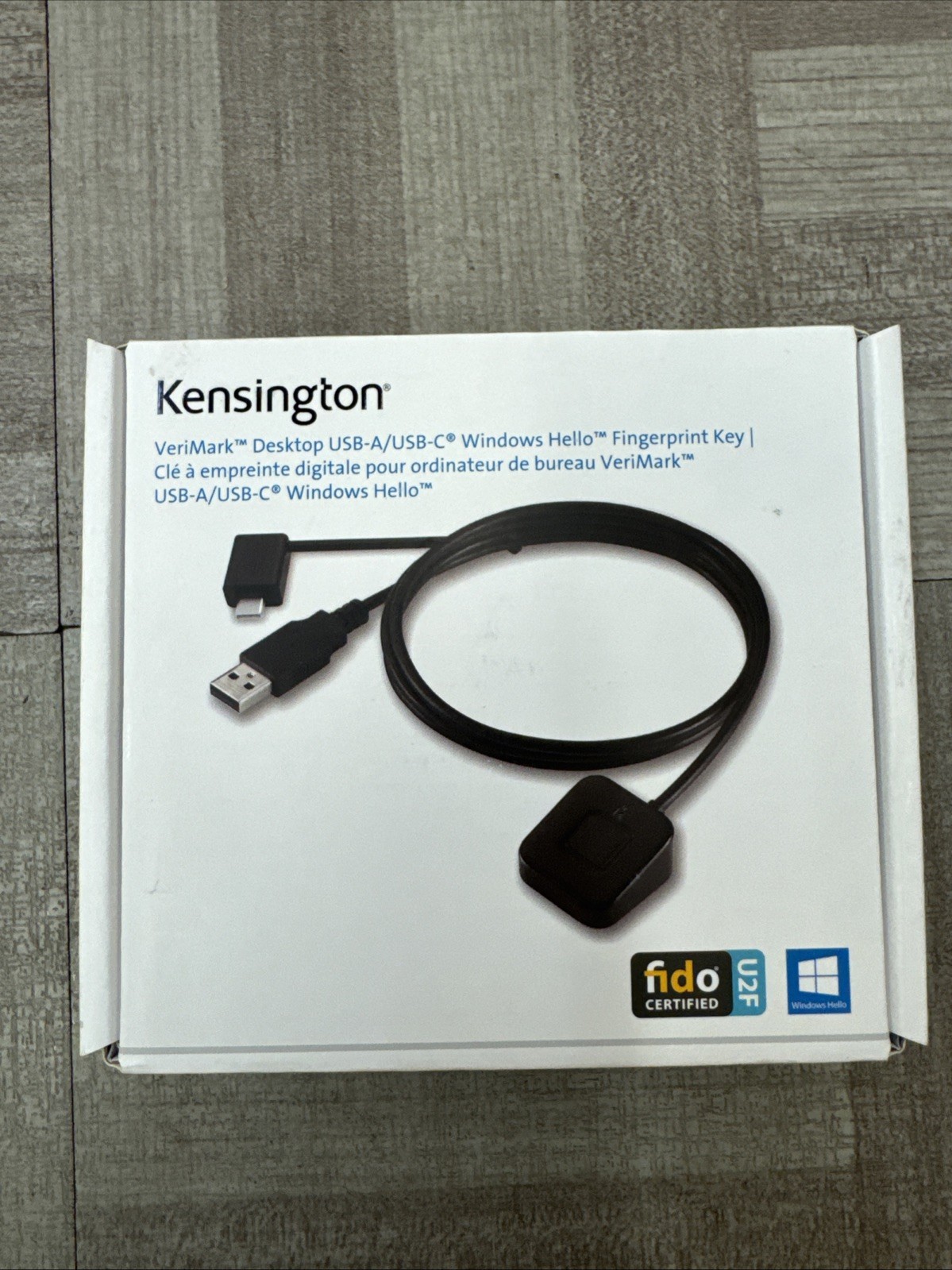 Kensington VeriMark Desktop USB-A/USB-C Windows Hello Fingerprint Key FIDO U2F