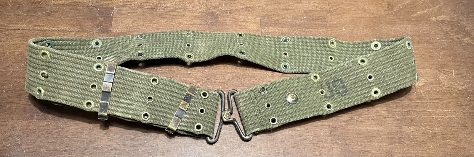 Vtg Canvas US Military Army Green Metal Closure field utility ammunition Belt