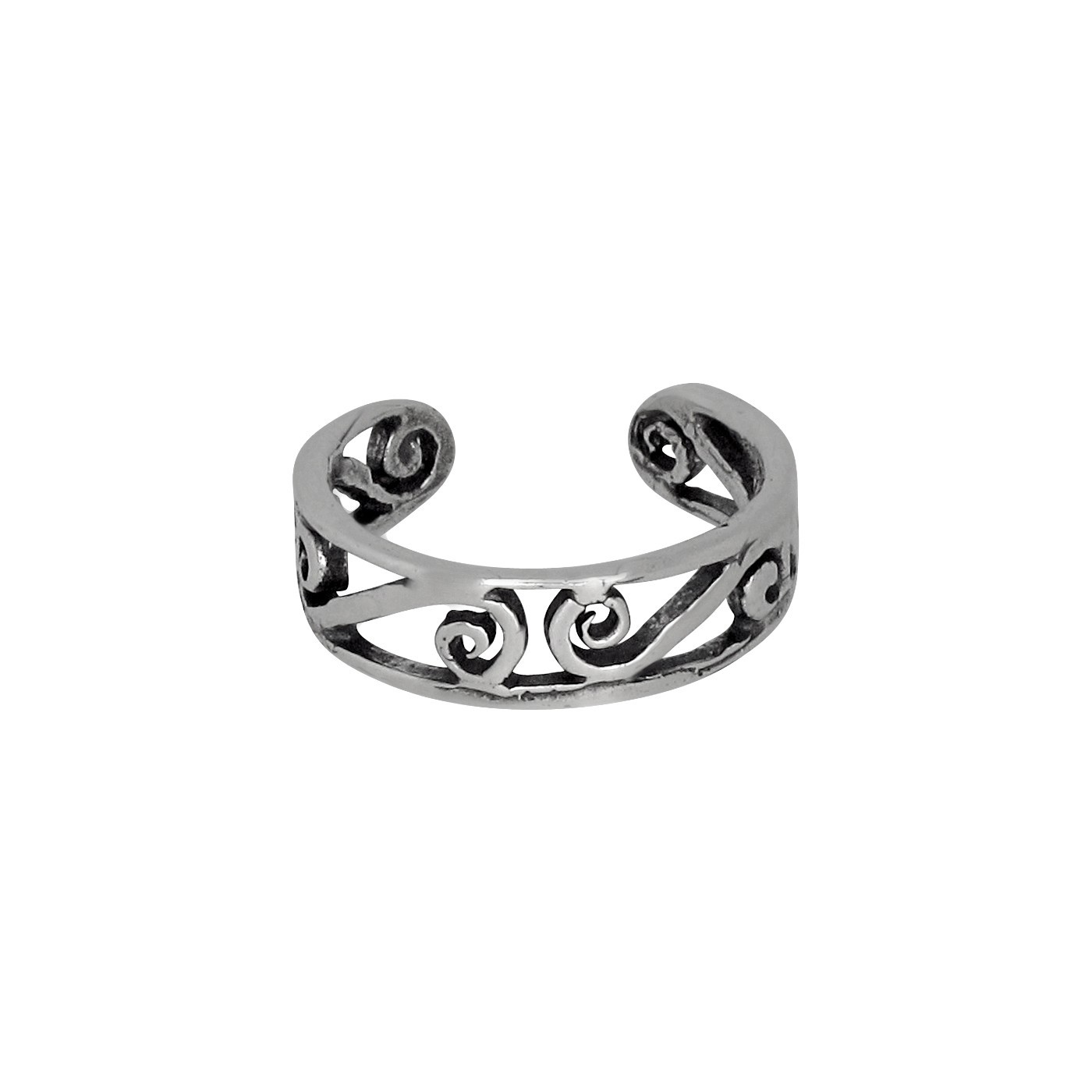 Sterling Silver Multiple Reverse Spirals Toe Ring adjustable size | Made In USA