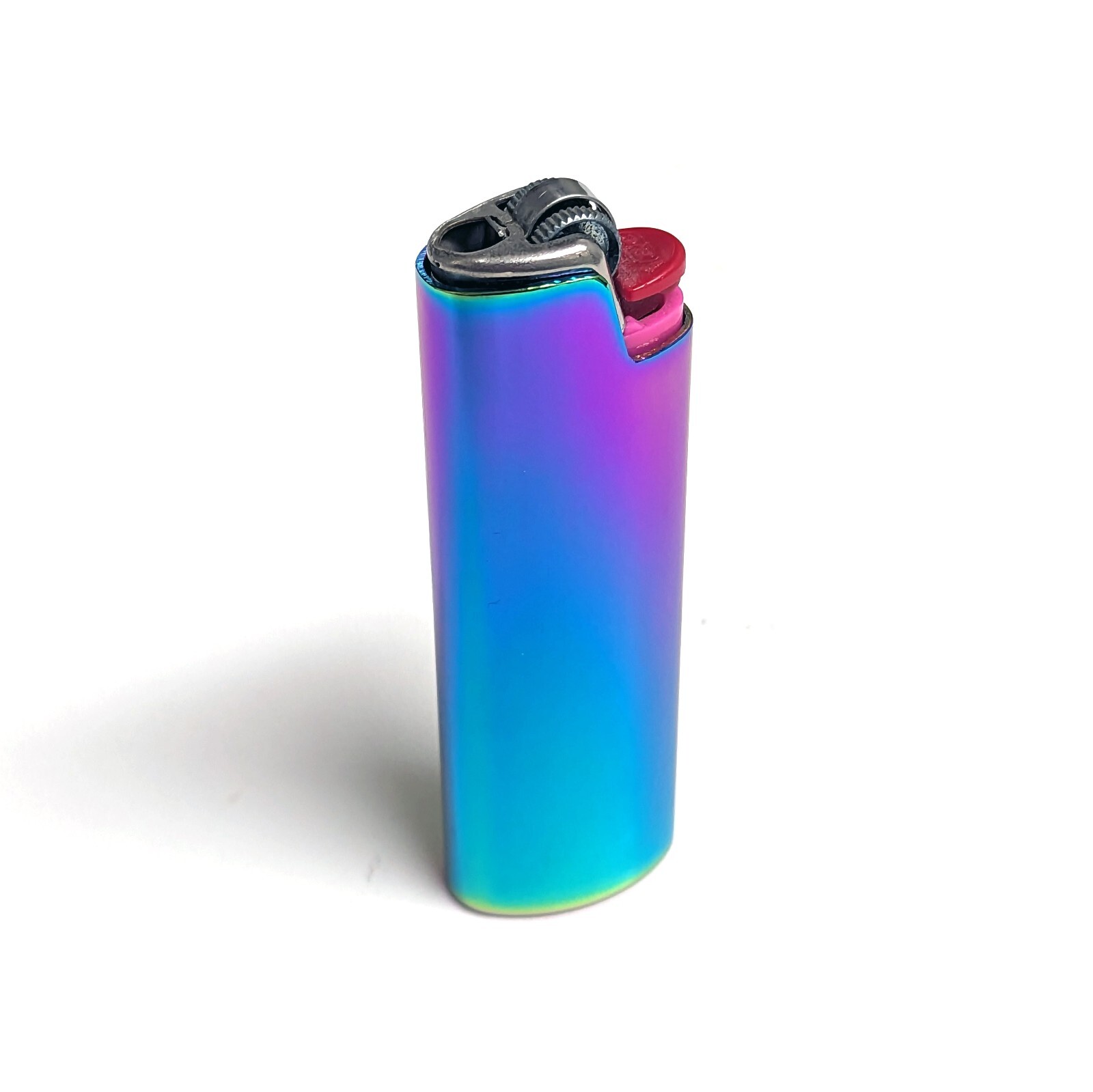 Iridescent Metal Lighter Case Cover Holder fits BIC J6 Standard Size Lighter