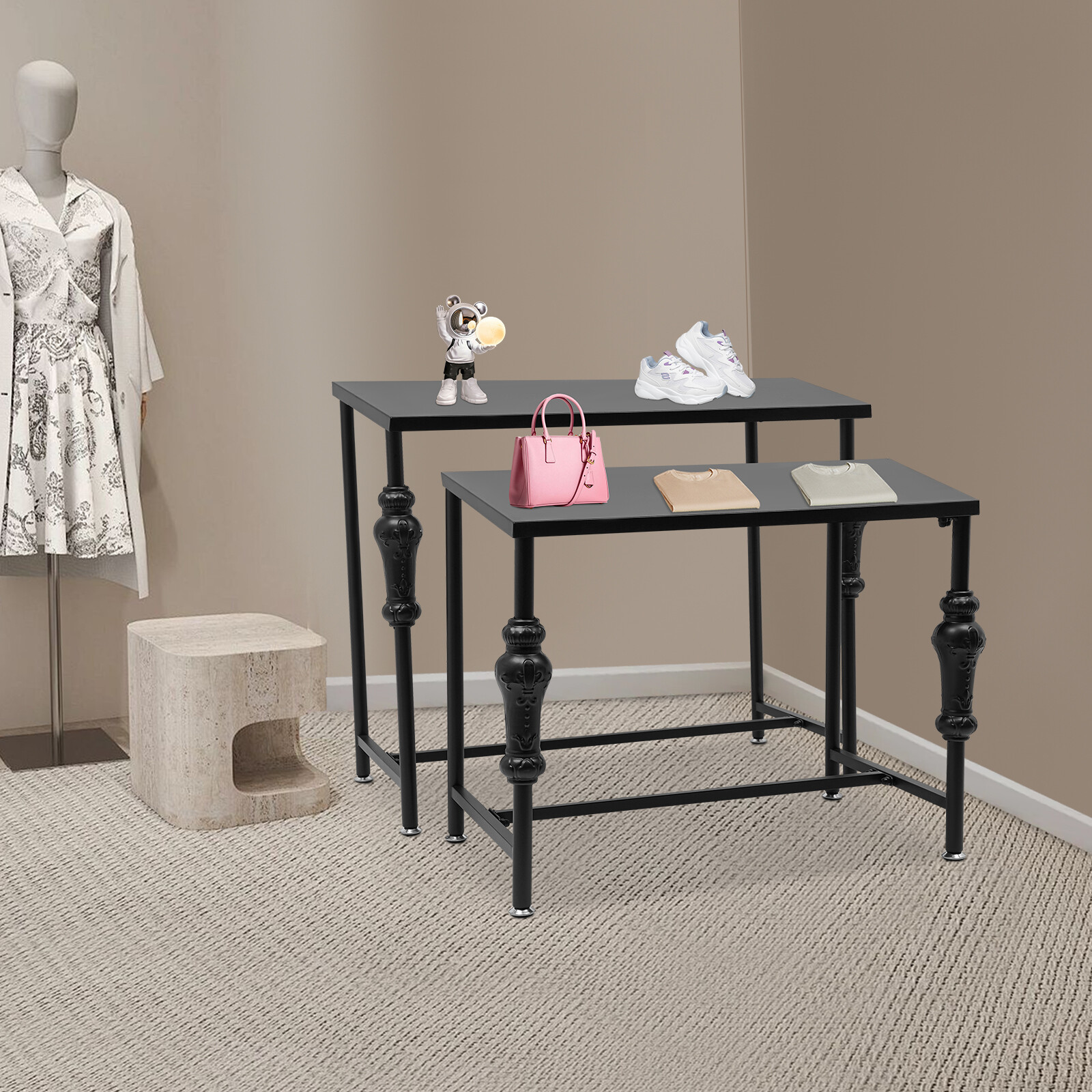 Industrial Retail Table Display Stand Bag Display Rack Shoes Rack Shelves
