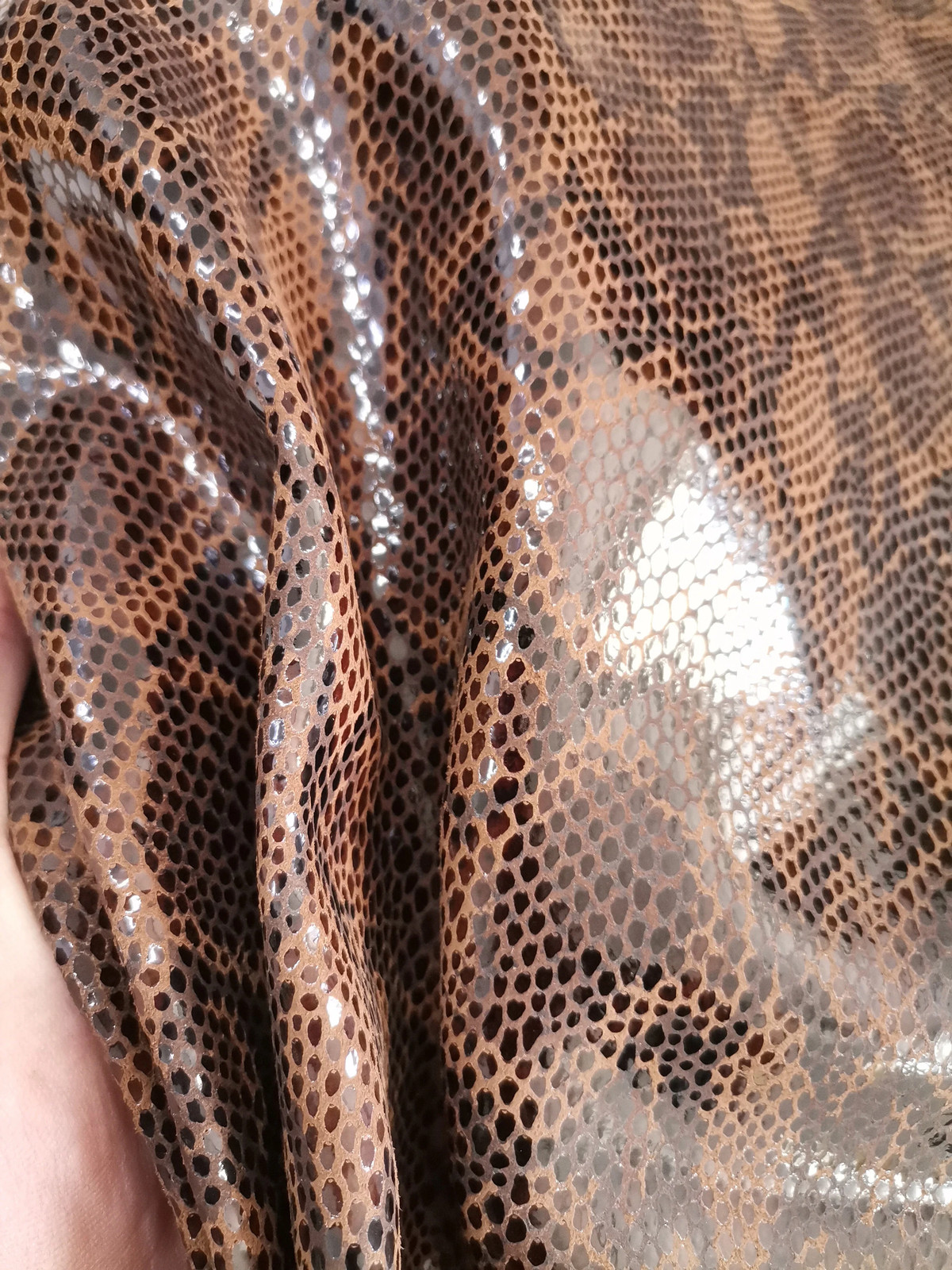 Cow suede leather snake effect, Genuine cowhide printed leather sheets, thickne