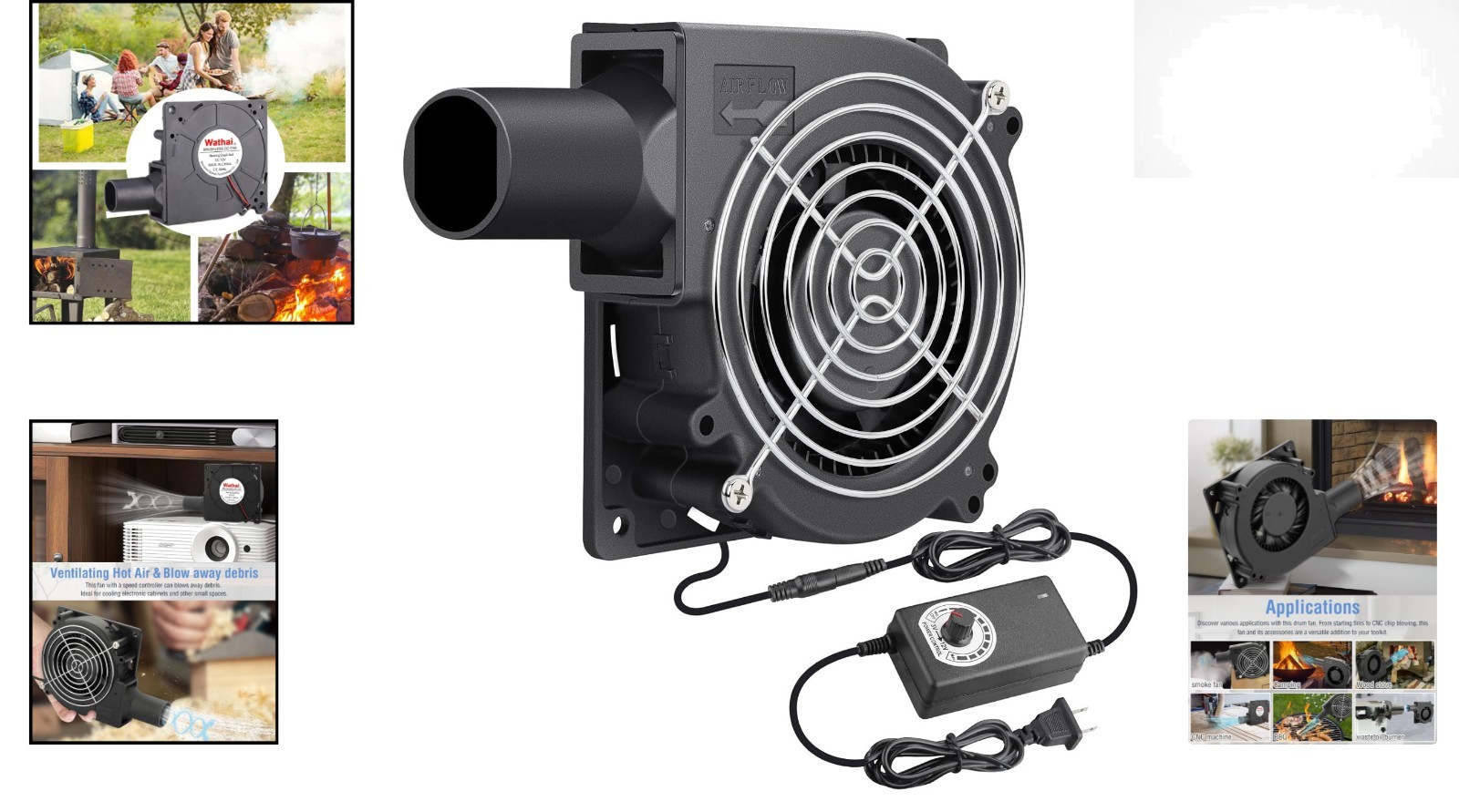 Compact 12V Squirrel Cage Blower Fan with Variable Speed - BBQ & Airflow Control