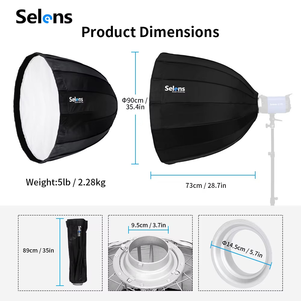 Foldable Quick Setup 90cm Photo Studio Hexadecagon Umbrella Softbox Reflector fo
