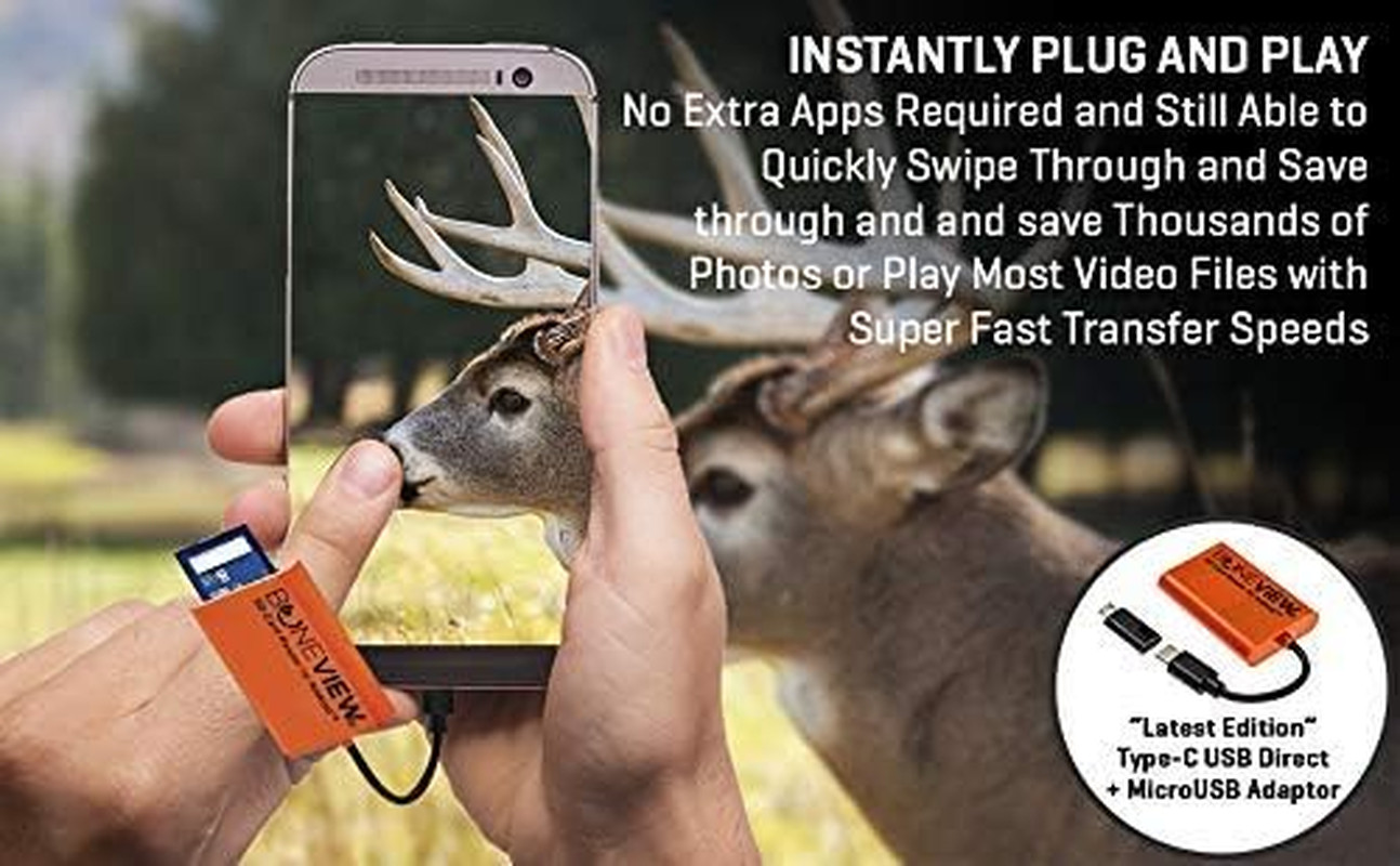 SD Card Reader for Android - Type C USB Trail Camera Viewer, Deer Hunting Access