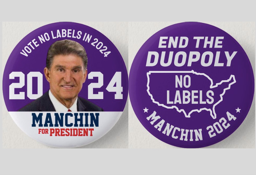 Joe Manchin No Labels President 2024 Pinback Buttons Political Third Party 2.25"