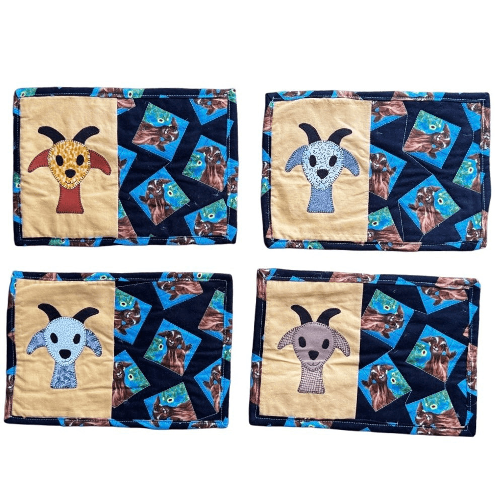 Adorable Handmade Embriodered Kitchen Trivets Goats Farm Country