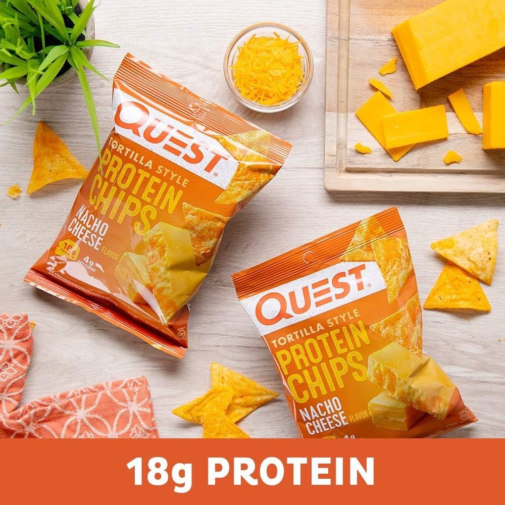 Nutrition Nacho Cheese Tortilla Style Protein Chips, 18g Protein, 4g Net Carb...