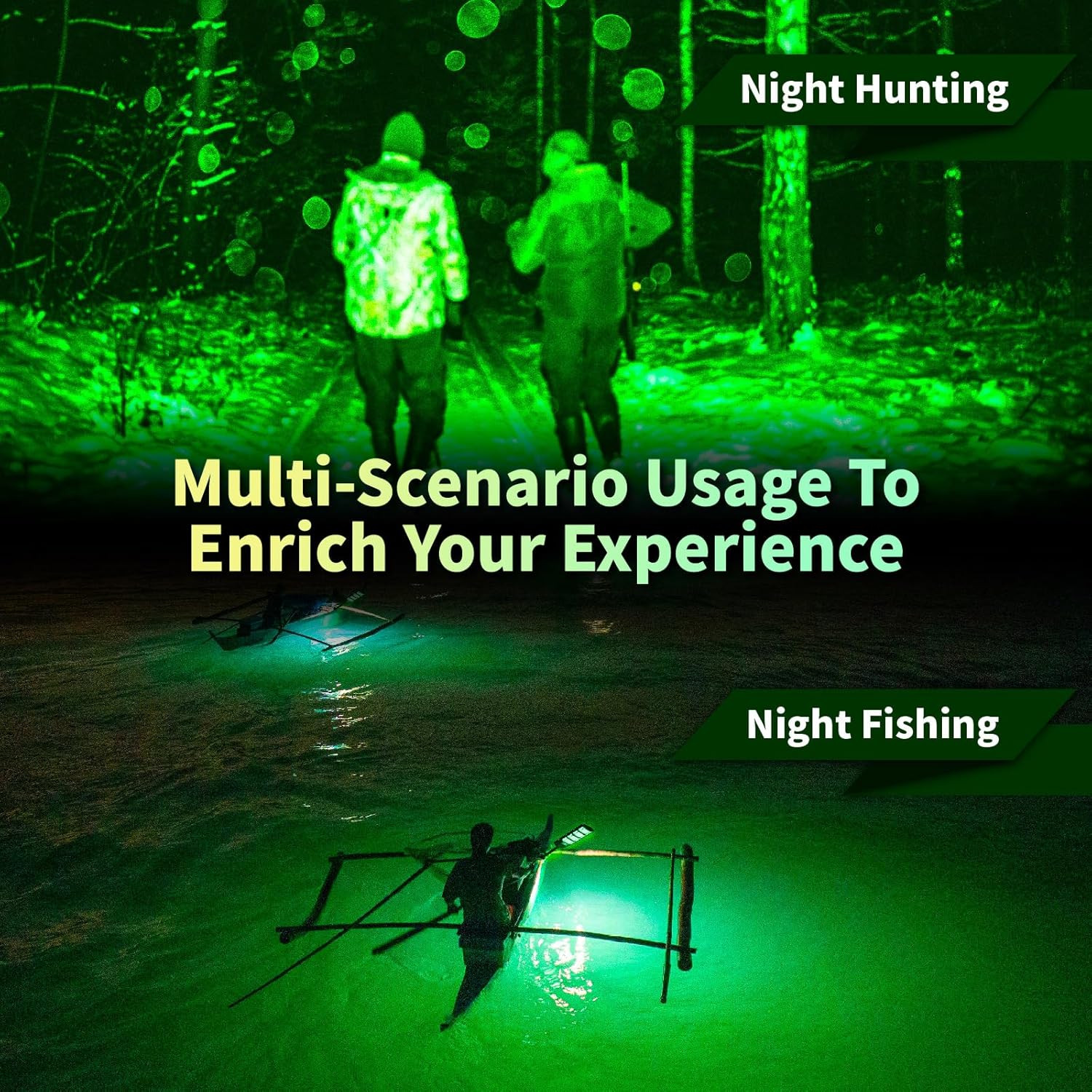 Hog Lights for Night Hunting - 12000LM Green Hunting Light for Hogs with Remo...
