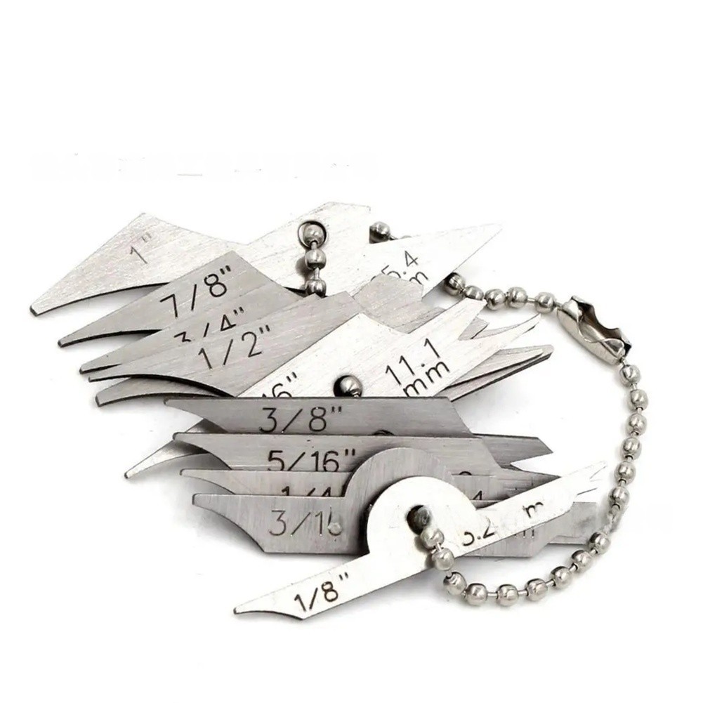 Chain Radius Gauge 10 Piece Weld Gauge Set 3 2 to 25 4mm Fillet 1 8 to 1 Inch