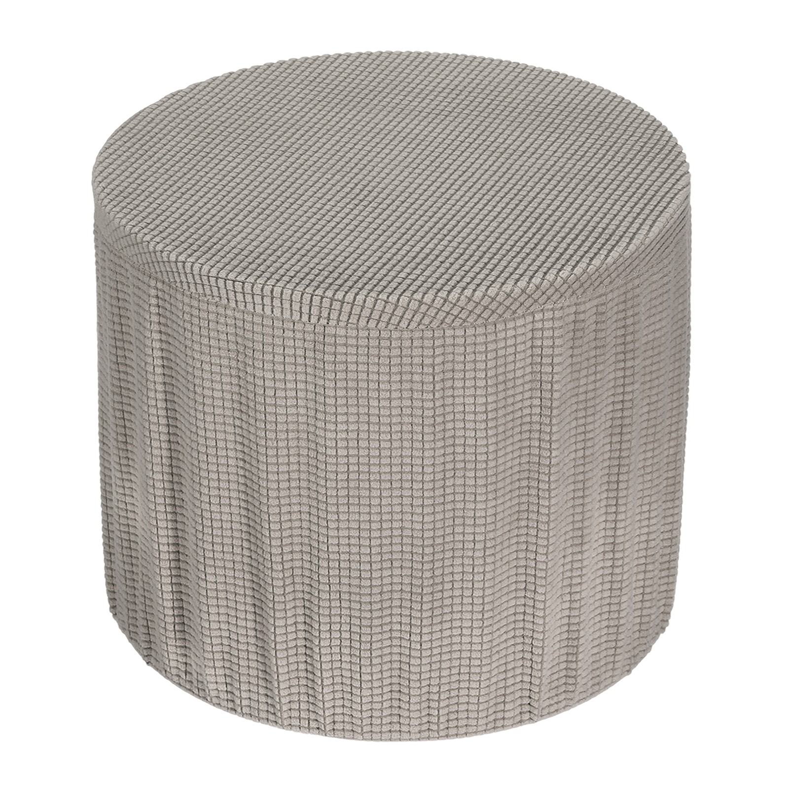 Round Footstool Slipcover, Foot Stool Protector Covers(Medium, Taupe)