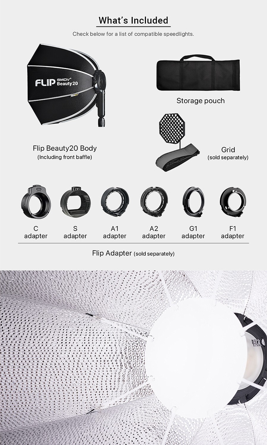 SMDV SPEED-BOX FLIP BEAUTY 20 Quick Soft-box Diffuser for S-Light S-Lite Flash