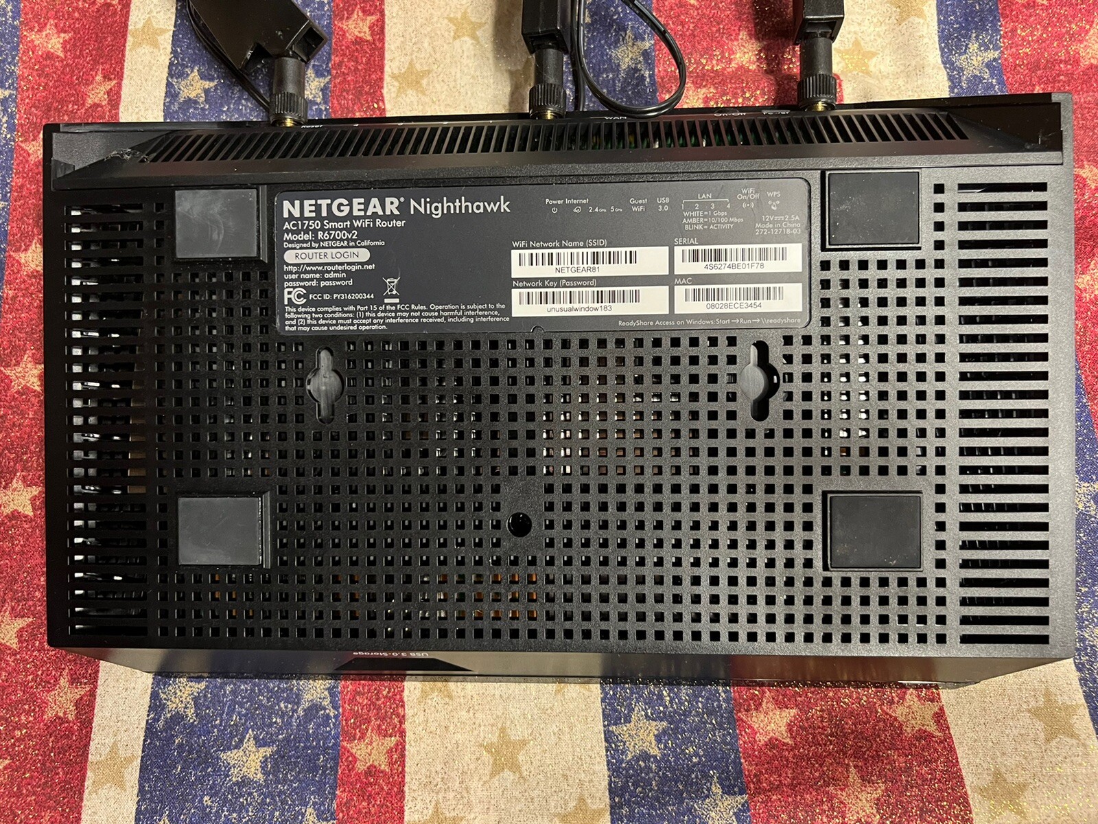 Netgear Nighthawk AC1750 Model R6700v2 Smart WiFi Router