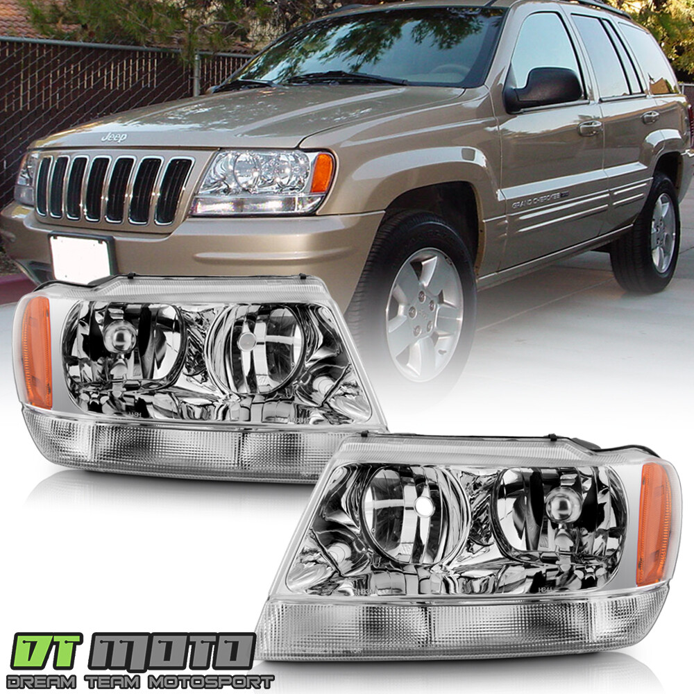 1999-2004 Jeep Grand Cherokee Headlights Headlamps Replacement 99-04 Left+Right