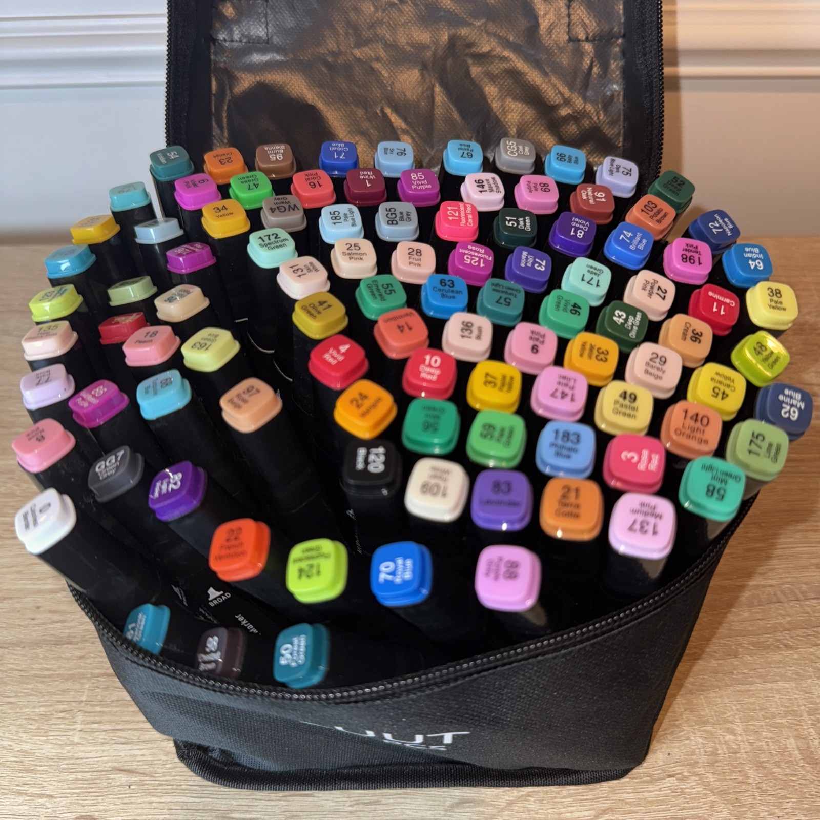Lot of 100 AUUT Fine/Wide Broad Point Markers Tested All Colors Craft Carry Bag