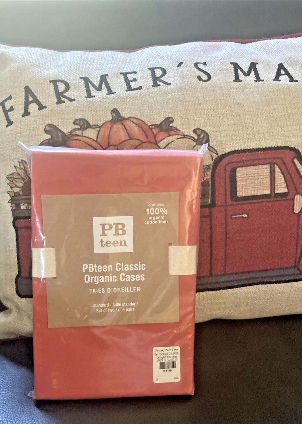 Pottery Barn holiday NFL sport Dorm football Gift school orange Pillowcase SET