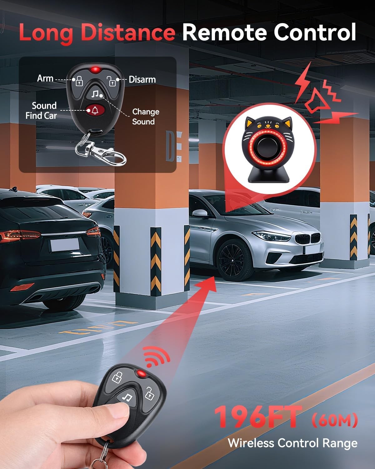 120dB Car Alarm System with Motion Sensor, Anti-Theft Device, Wireless Remote &