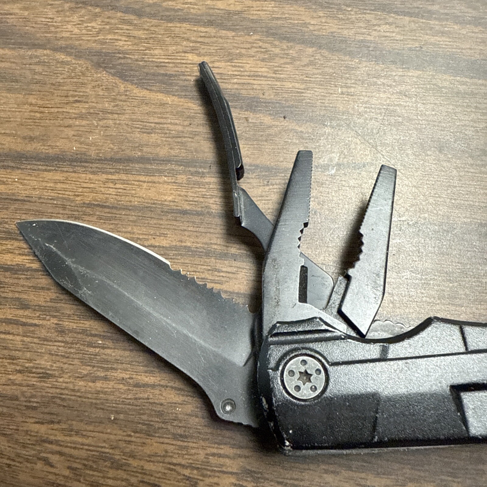 Kingmax Combination Folding Pocket Knife Multitool Black Pliers Bottle Opener