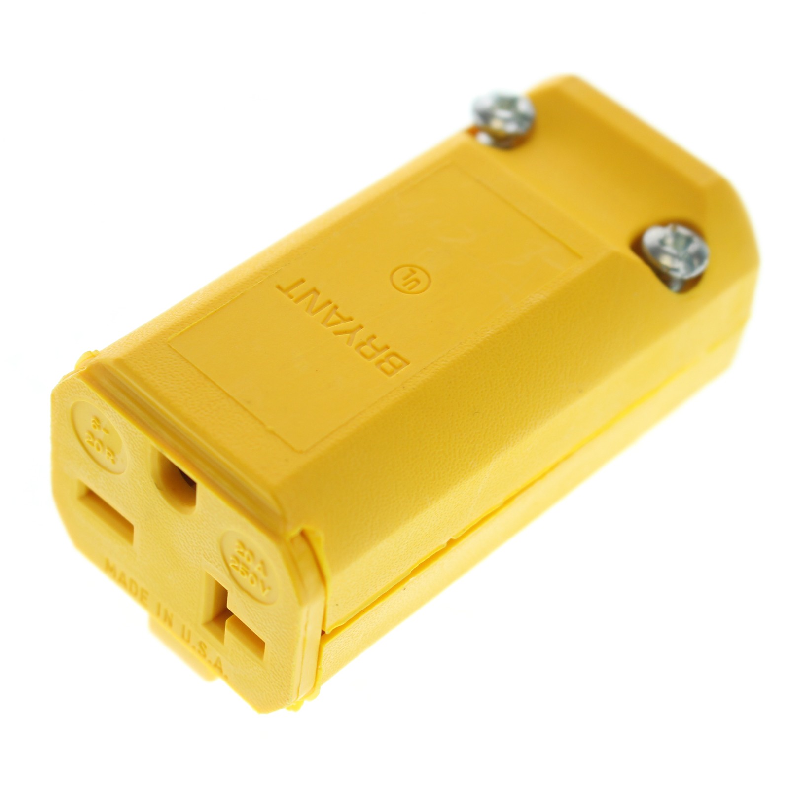 BRYANT 5469Y STRAIGHT BLADE CONNECTOR NEMA 6-20R, 20A, 250V, YELLOW