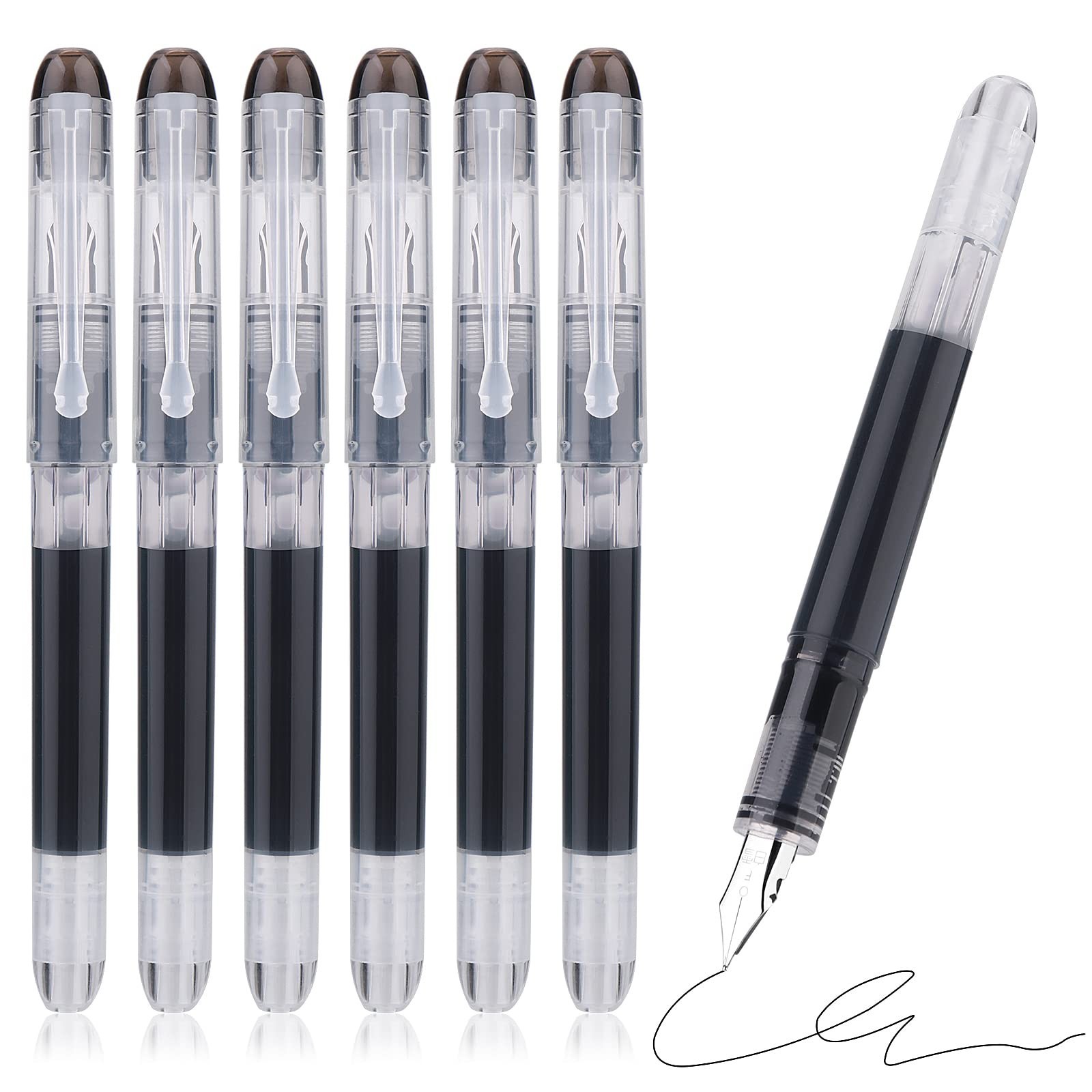 TIESOME Disposable Fountain Pens, Black Ink Smooth Writing Pens Quick-Drying ...