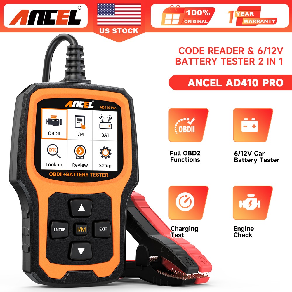 ANCEL AD410 PRO 12V Battery Test OBD2 Scanner Code Reader Check Engine Light