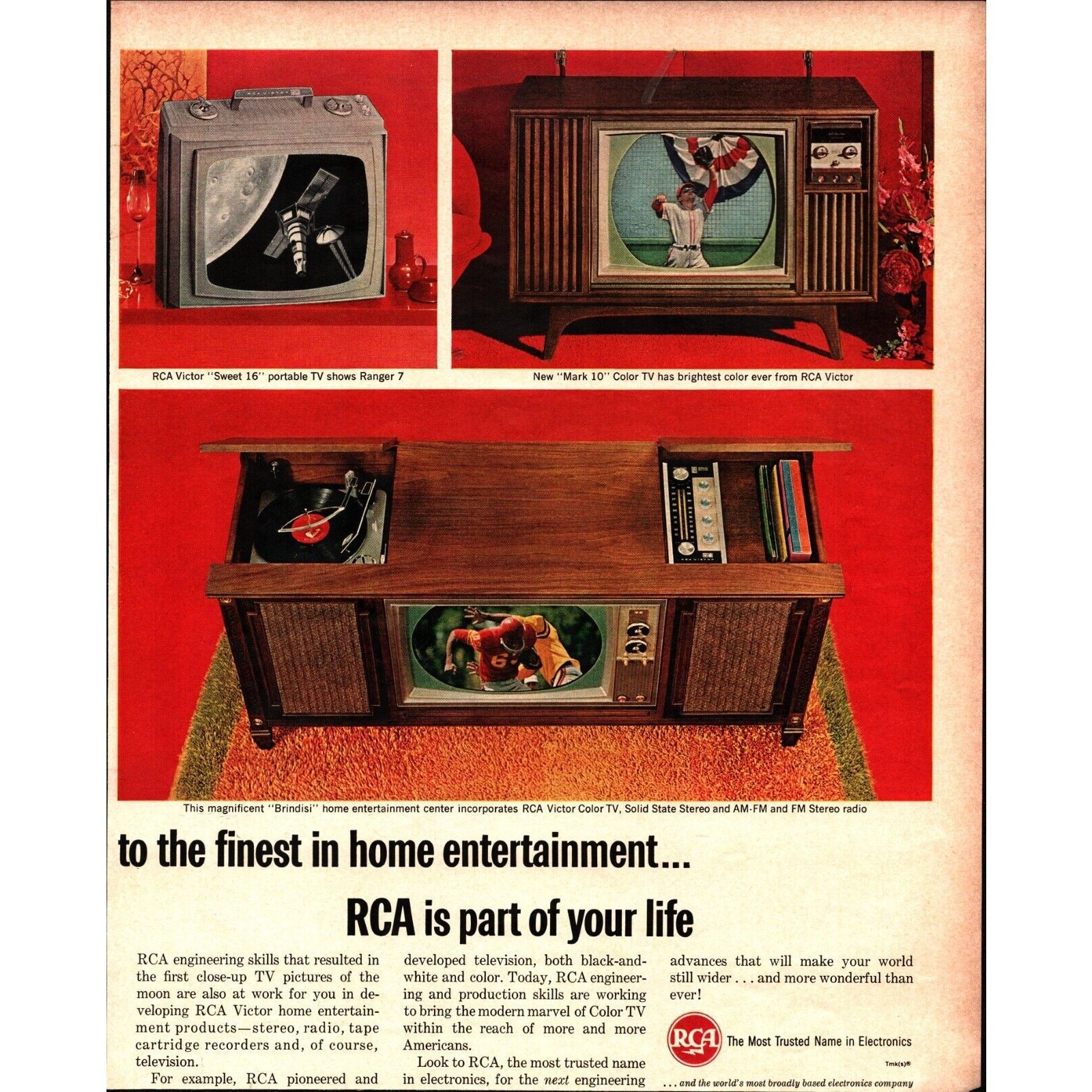 1964 ORIGINAL VINTAGE RCA CORPORATION OF AMERICA TV MAGAZINE AD C2