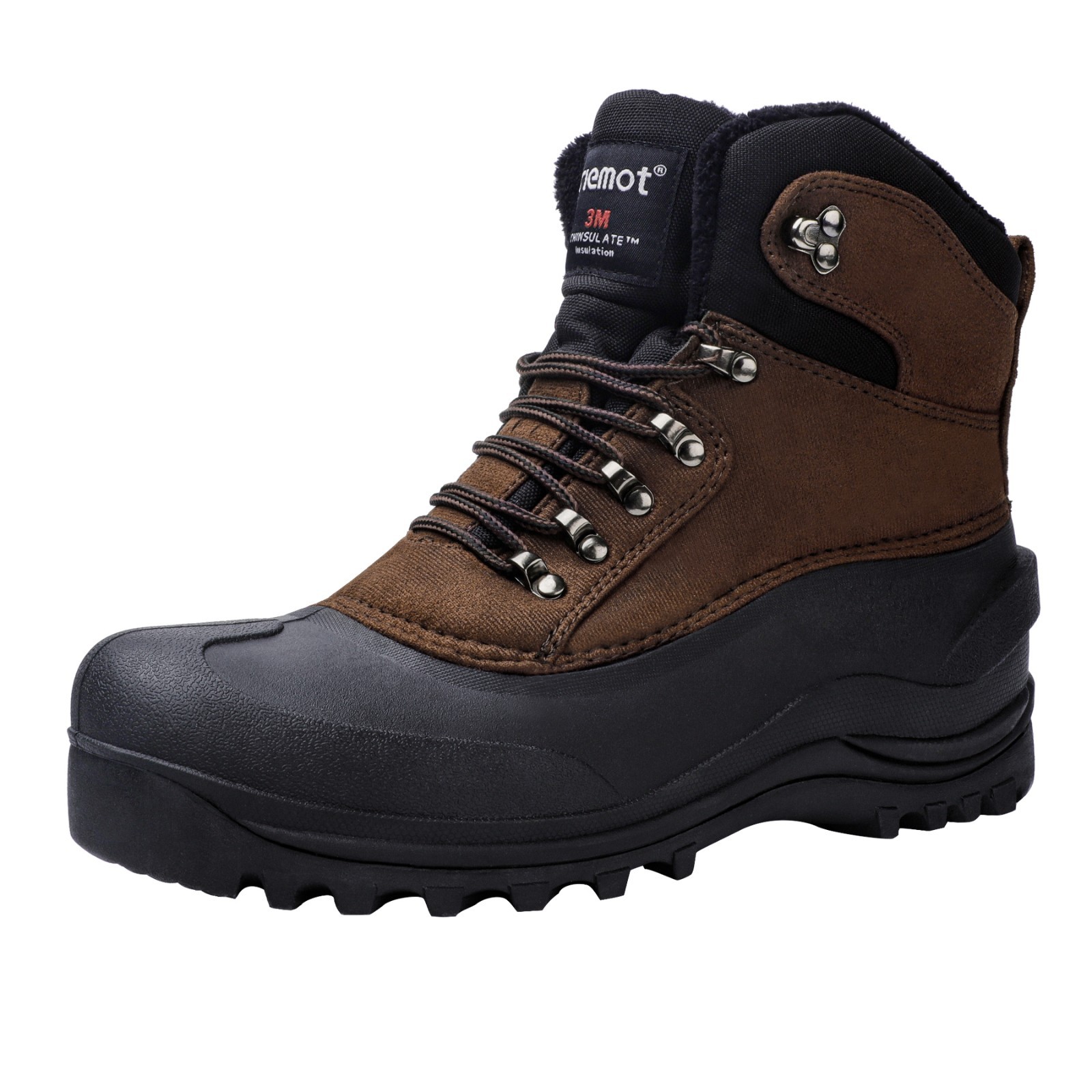 Riemot Mens Winter Waterproof Low-top Outdoor Warm Snow Boots Hiking Boots