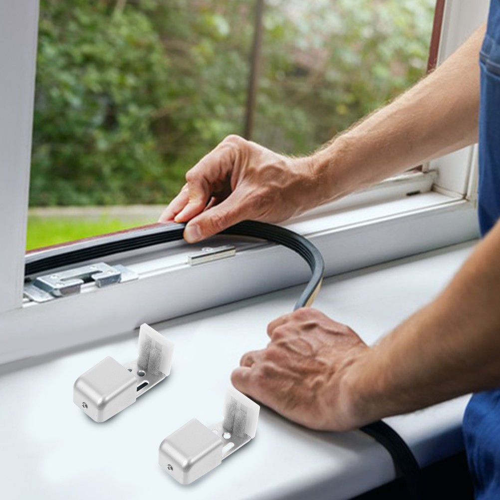 Sliding Glass Door Guide 2Pcs Automatic Door Bottom Guide Silver Iron