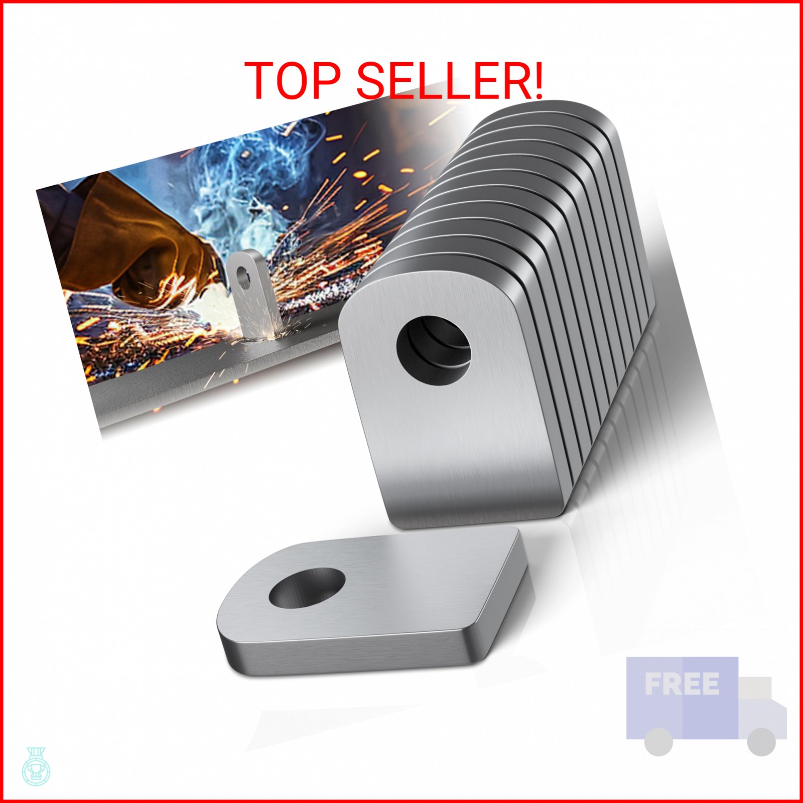Dabolang 12 Pcs Weld on Tabs with Holes, Weld on Steel Gussets, Weld on Shock Mo