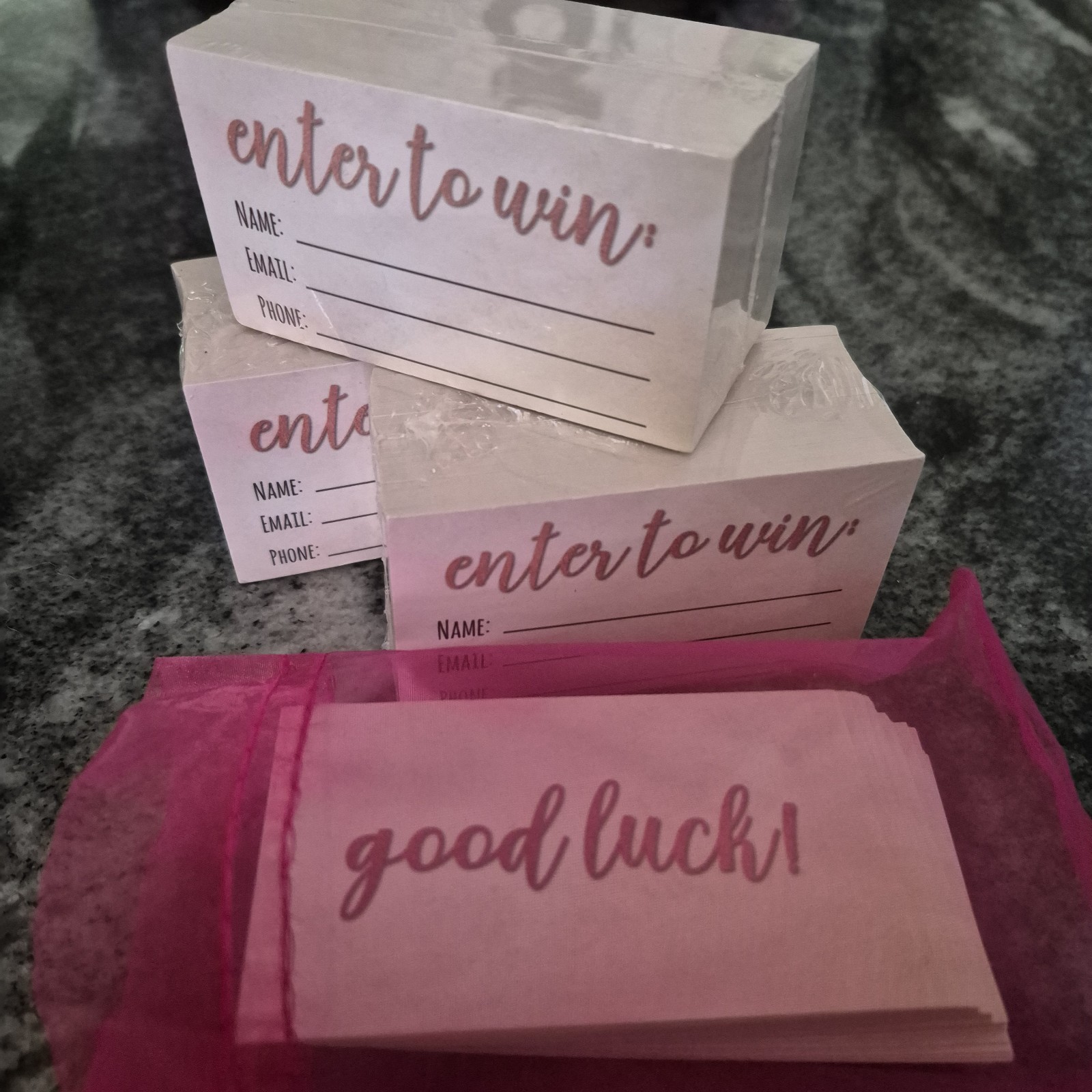 300 Pcs Enter To Win Drawing/Raffle Tickets Cards Pink