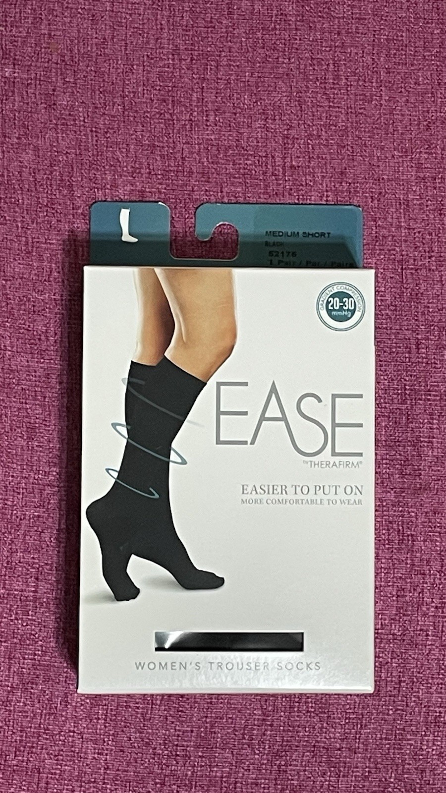 Ease by Therafirm Knee High Closed Toe Trouser Socks Medium 20-30mmHg Black