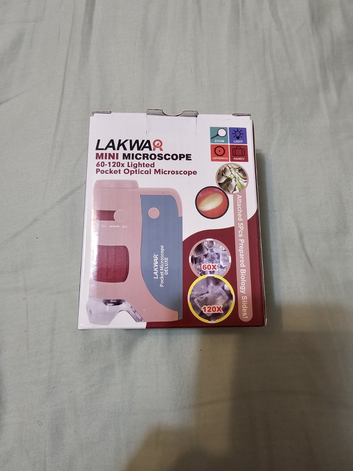 Lakwar Mini Microscope with LED and BlackLight Portable Handheld 60x - 120x