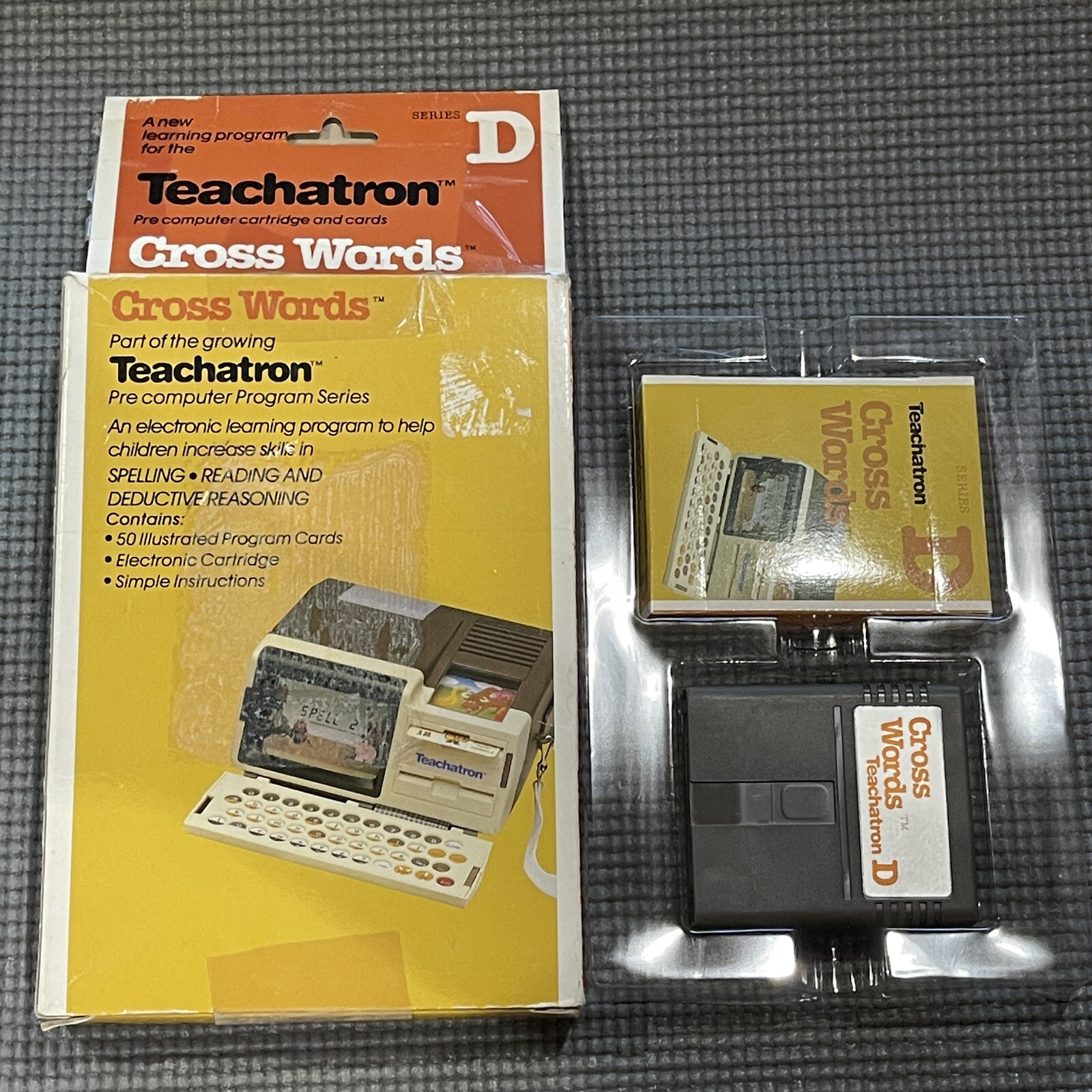 vtg TEACHATRON CROSS WORDS Series D * box cartridge and cards (all 50) JC PENNY
