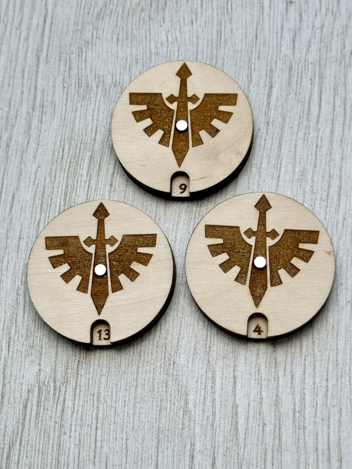 Warhammer 40k Dark angels 0-20 engraved wound counter wooden tracker set of 3