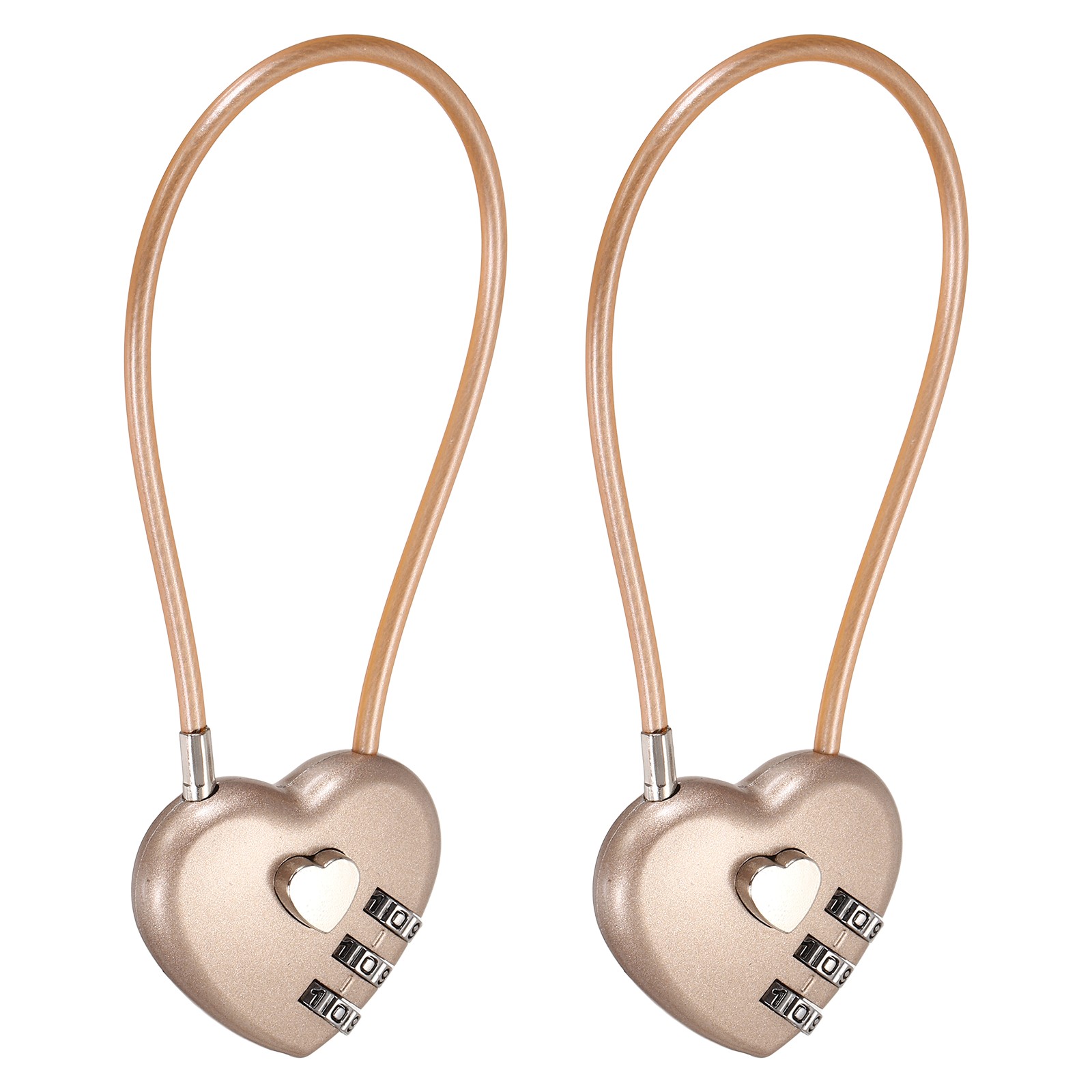 Combination Padlock (7.9", Rose Gold)(2 Pcs), 3-Digit Heart Shaped Combo Padlock