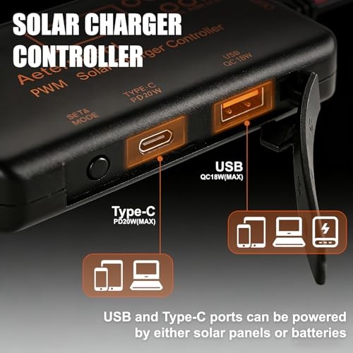 Solar Charge Controller 12V 20A - Solar Panel Charge Controller with 20A PWM