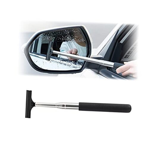 Car Rearview Mirror Wiper, Retractable Auto Glass Squeegee, Water Cleaner Black