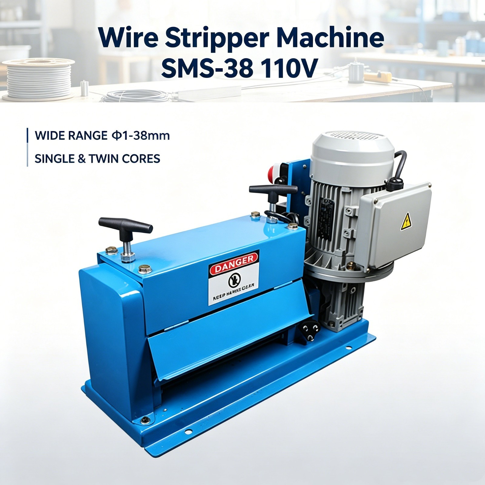 Automatic Wire Stripping Machine Electric Φ1mm~38mm Cable Stripping 110V SMS-38