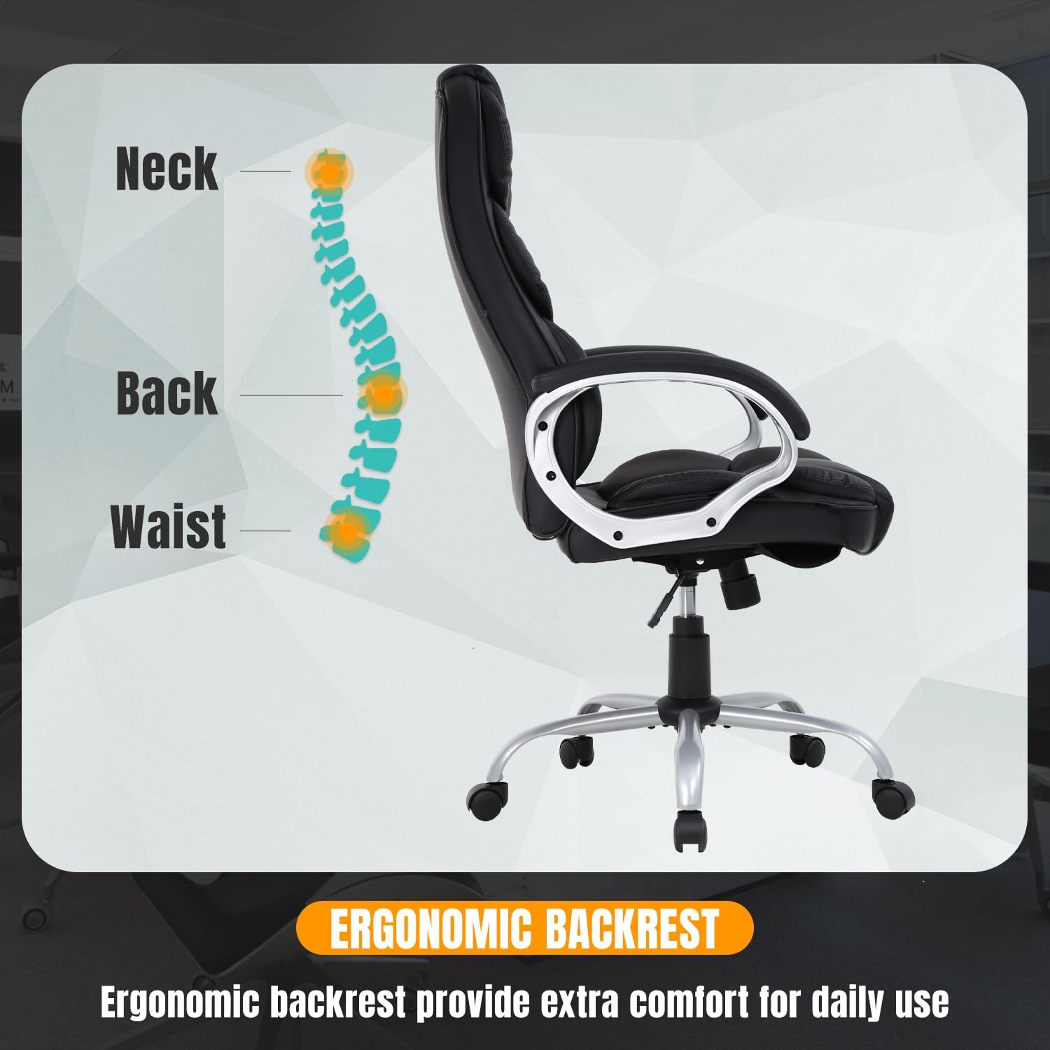 Ergonomic Office Chair Desk Chair Computer Chair with Lumbar Support Arms Exe...