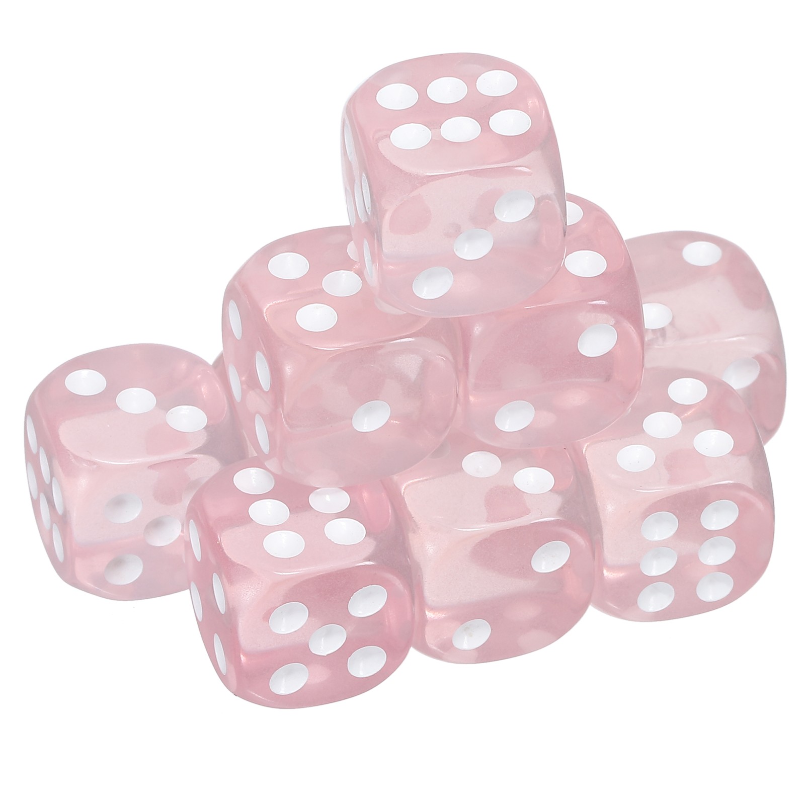 10Pcs 6 Sided Acrylic Dice 14mm/0.55" Rounded Corner Translucent Dice Pink