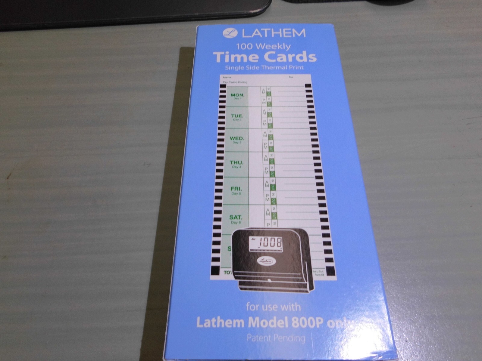 LATHEM TIME CARDS FOR MODEL 800P TIME CLOCK BOX OF 100 WEEKLY CARDS