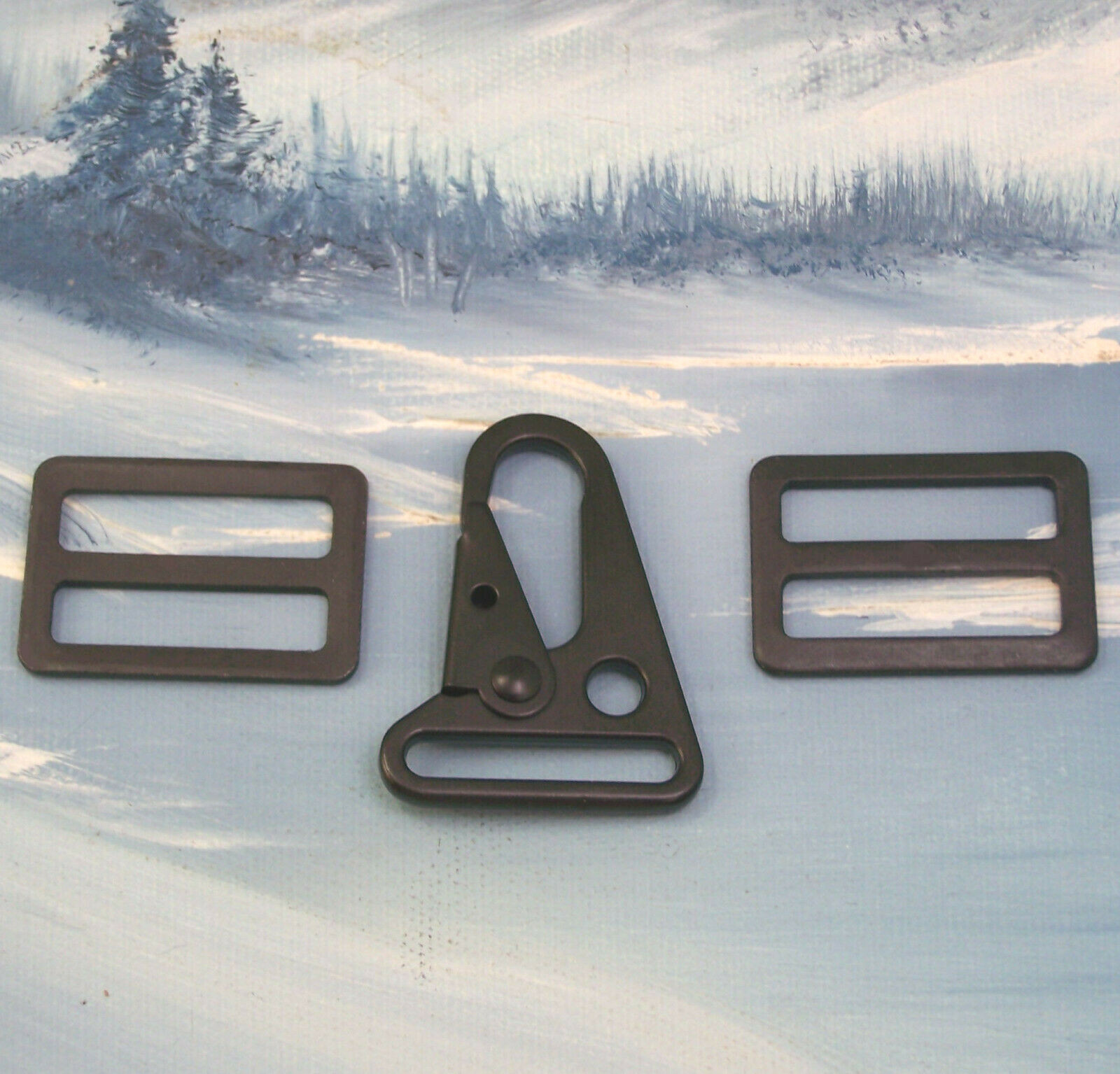 1 1/4" 3 PC. SLING UPGRADE ~ HK STYLE ENLARGED MOUTH SNAP HOOK + STEEL SLIDES