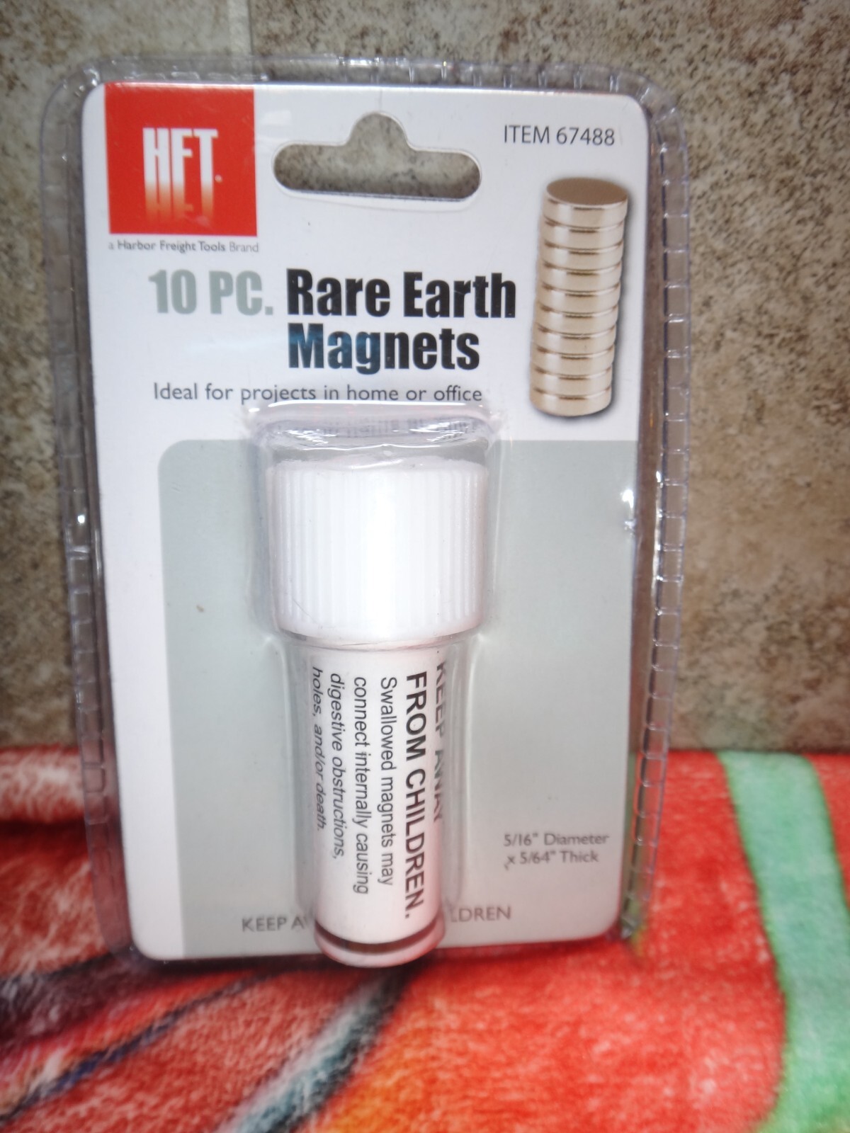 HFT Brand 10 PC 5/16" Rare Earth magnets 67488 Neodymium Strong