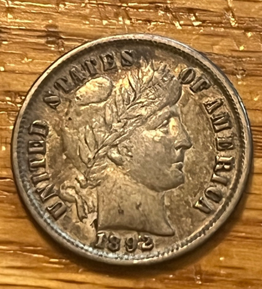 1892 Barber dime ,  strong EF, scarce